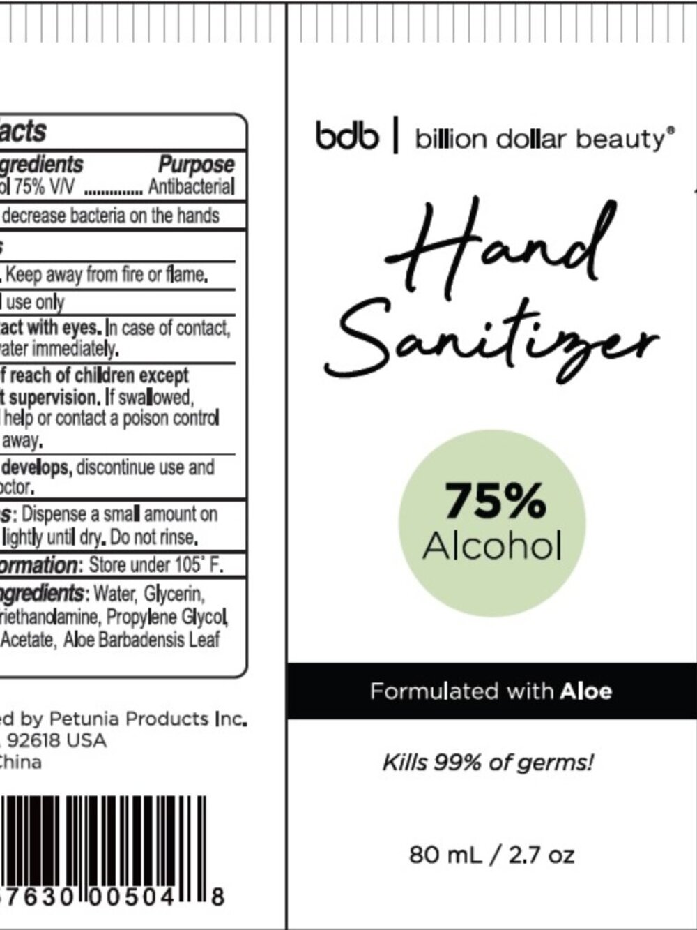 NEW Billion Dollar Beauty Hand Sanitizer with aloe